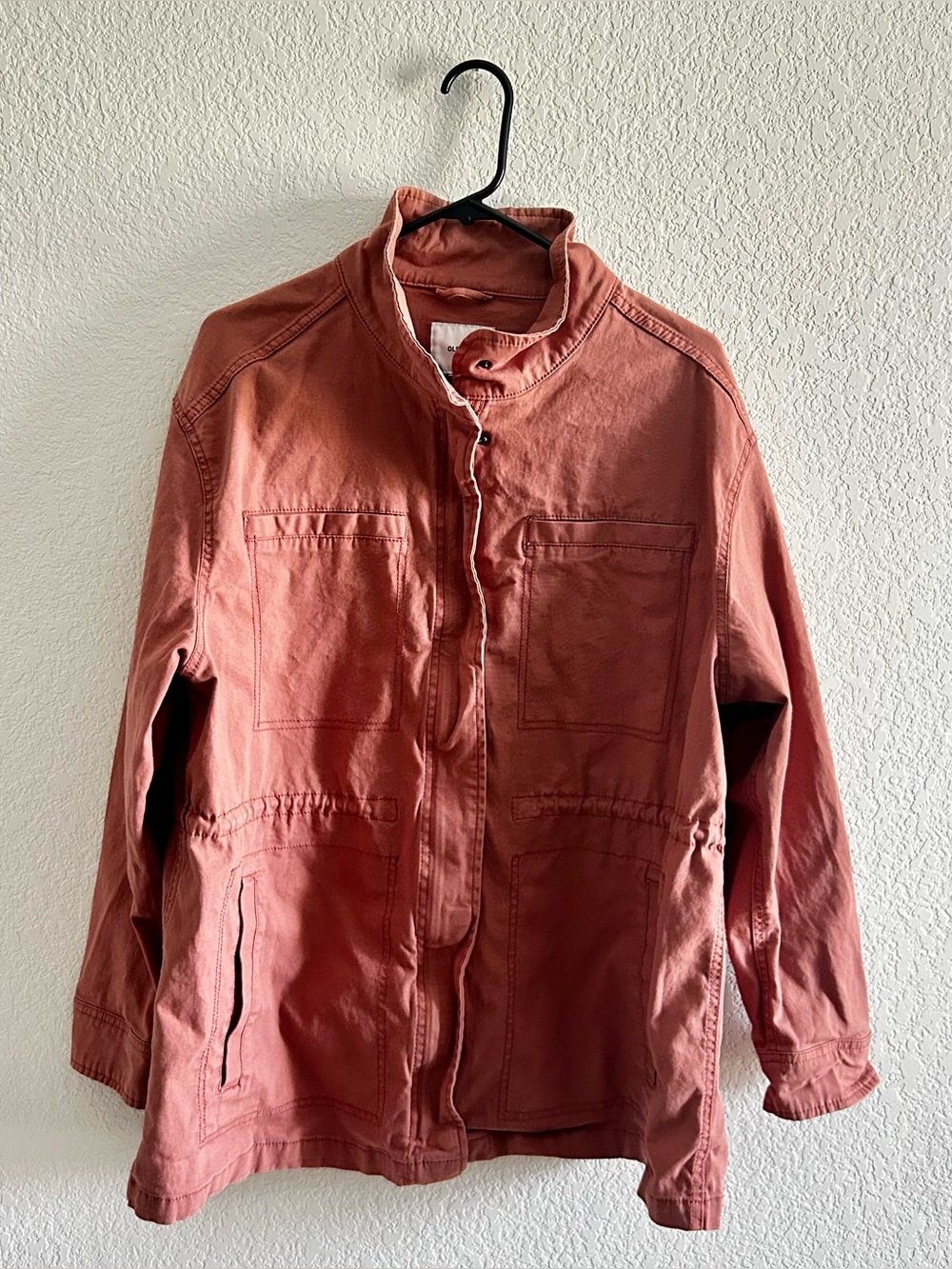 Women’s Old Navy Field Jacket XL Pink Canvas Cinched Utility Shacket Amelia Rose